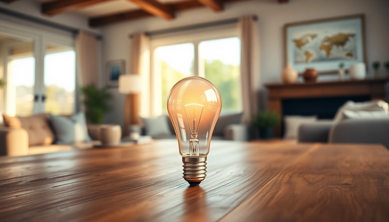 Showcase led a19 bulb illuminating a cozy room with warm light.