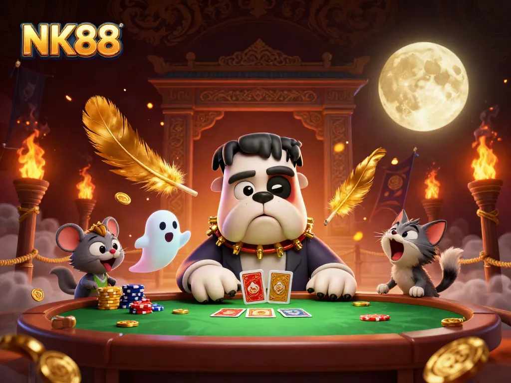 Experience thrilling gameplay with NK88 and a lively casino atmosphere featuring unique characters.