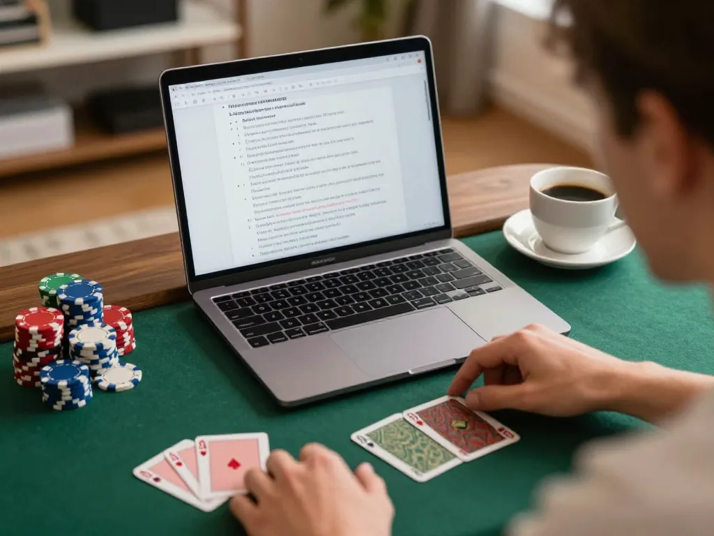 Player concentrates on strategic poker gameplay from home using the 13Win platform.