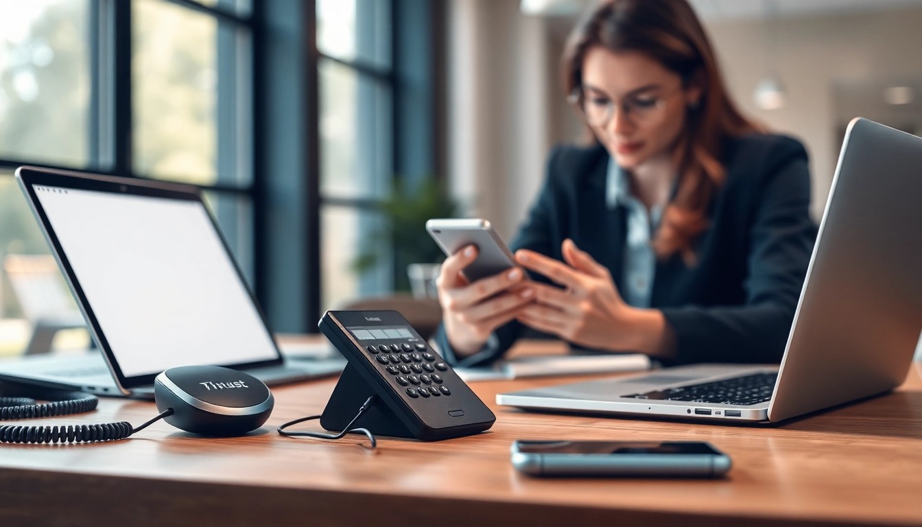 Streamlined business phone service setup showcasing efficient communication in a modern workspace.