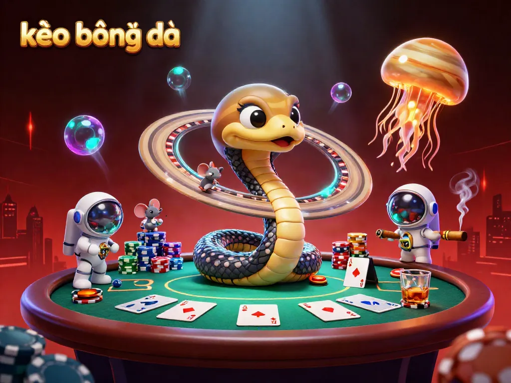 Experience kèo bóng đá with astronaut mice betting on a cosmic roulette wheel in an engaging casino scene.