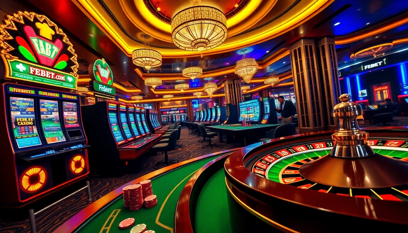 Engaging casino players enjoying FEBET com's exciting gambling games and vibrant slots.