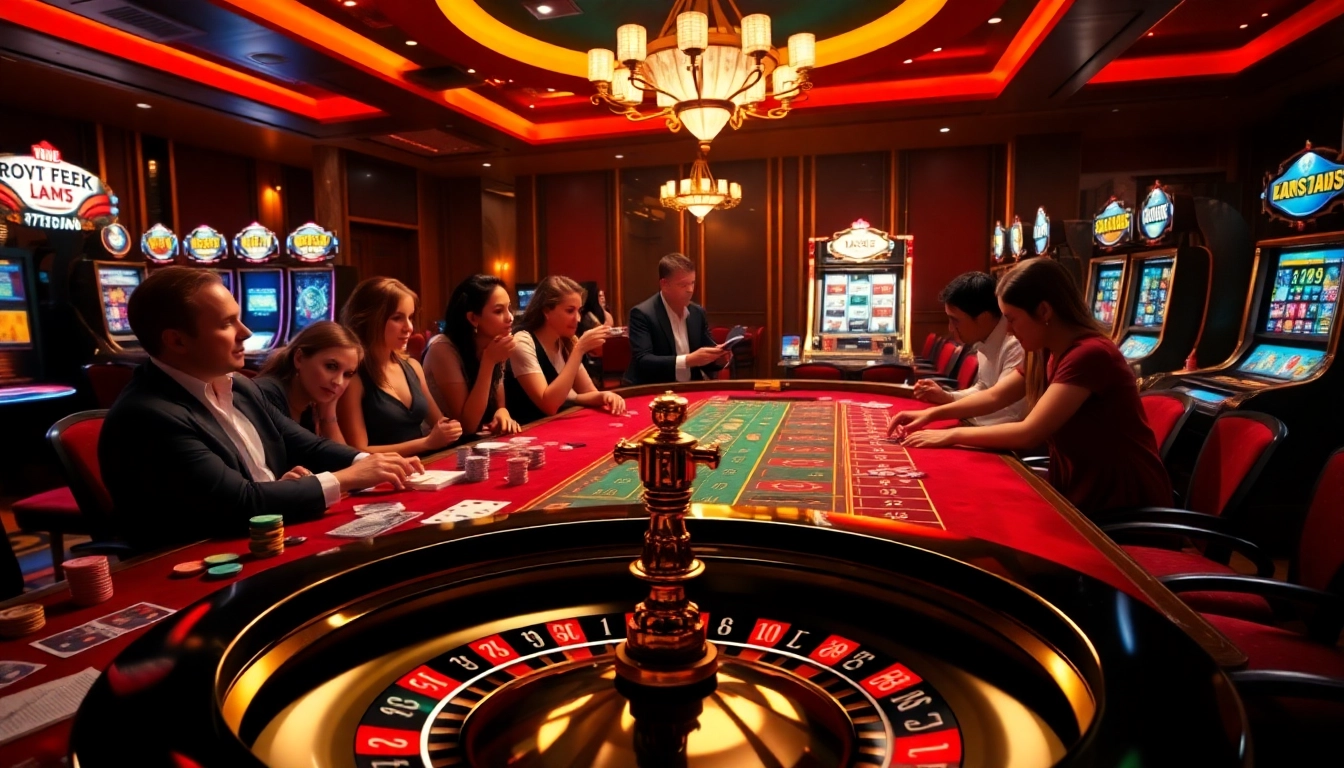 Players enjoying a thrilling game at 789club casino table with colorful chips and roulette wheel.