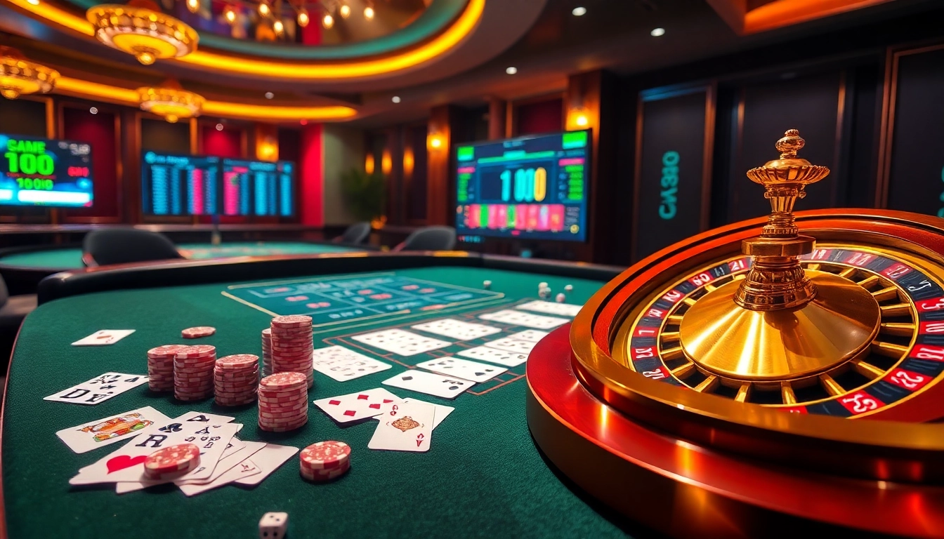 Experience thrilling gameplay at https://xx88.eu.com/ featuring a vibrant casino scene with roulette and poker elements.