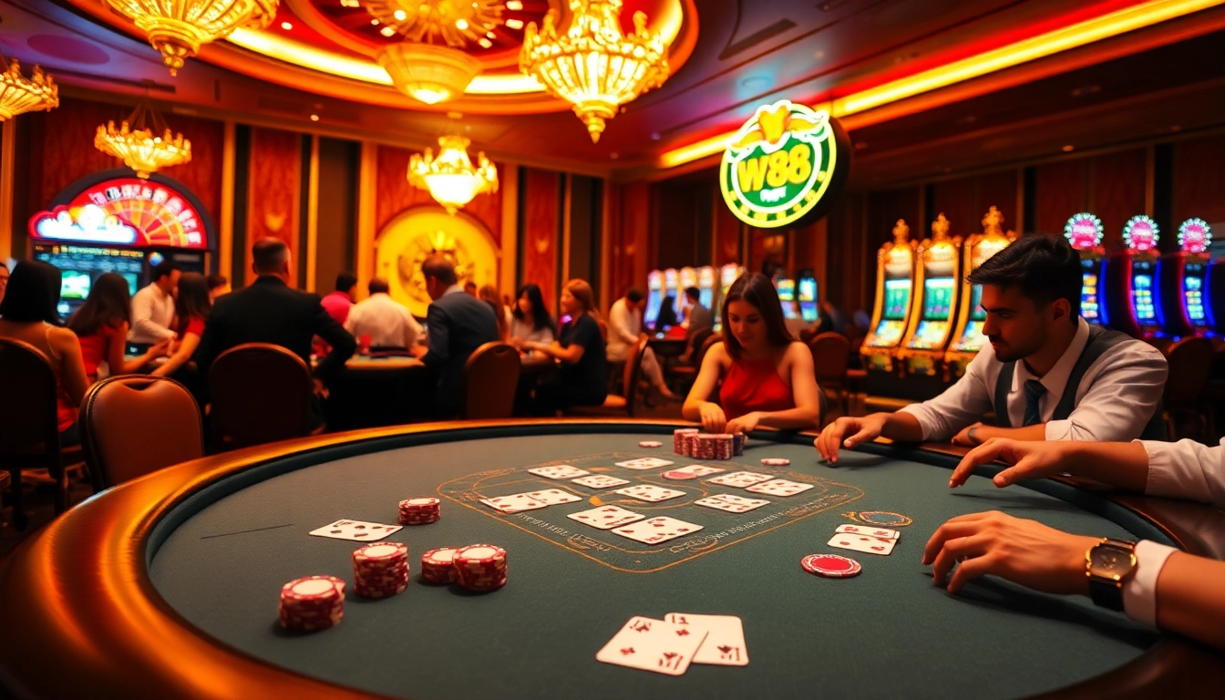 Experience the thrill of gaming at ww88 com with lively poker tables and exciting casino elements.