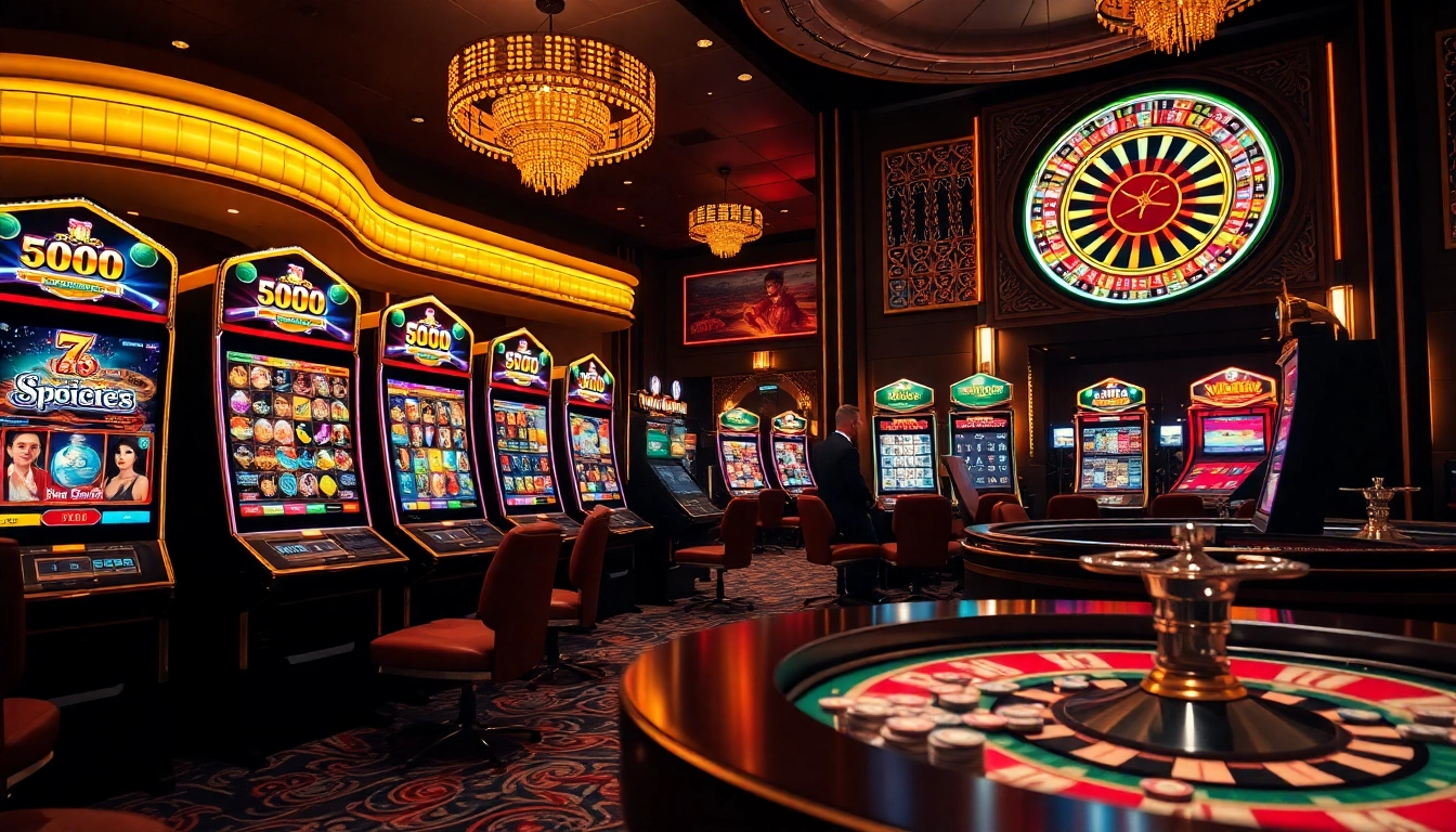 Spin the reels at 7hh casino slots with vibrant colorful machines and lively players.