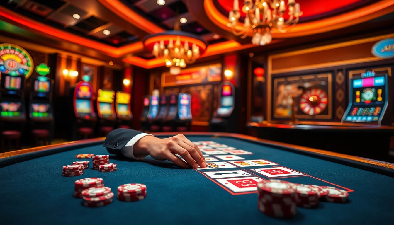 Experience the thrill of Hướng Dẫn 888new at a vibrant casino table with poker chips and a roulette wheel.