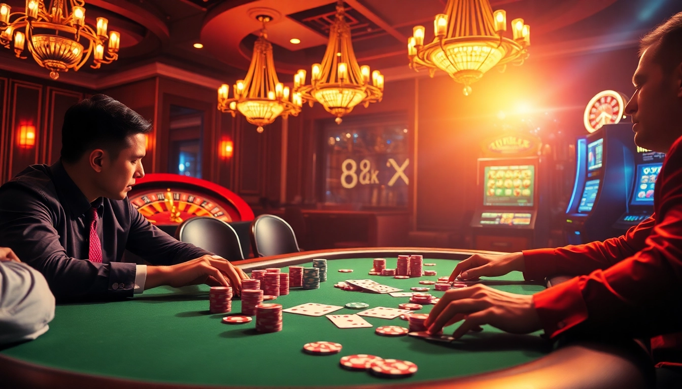 Exciting poker game scene showcasing 88xx poker chips and professional players.