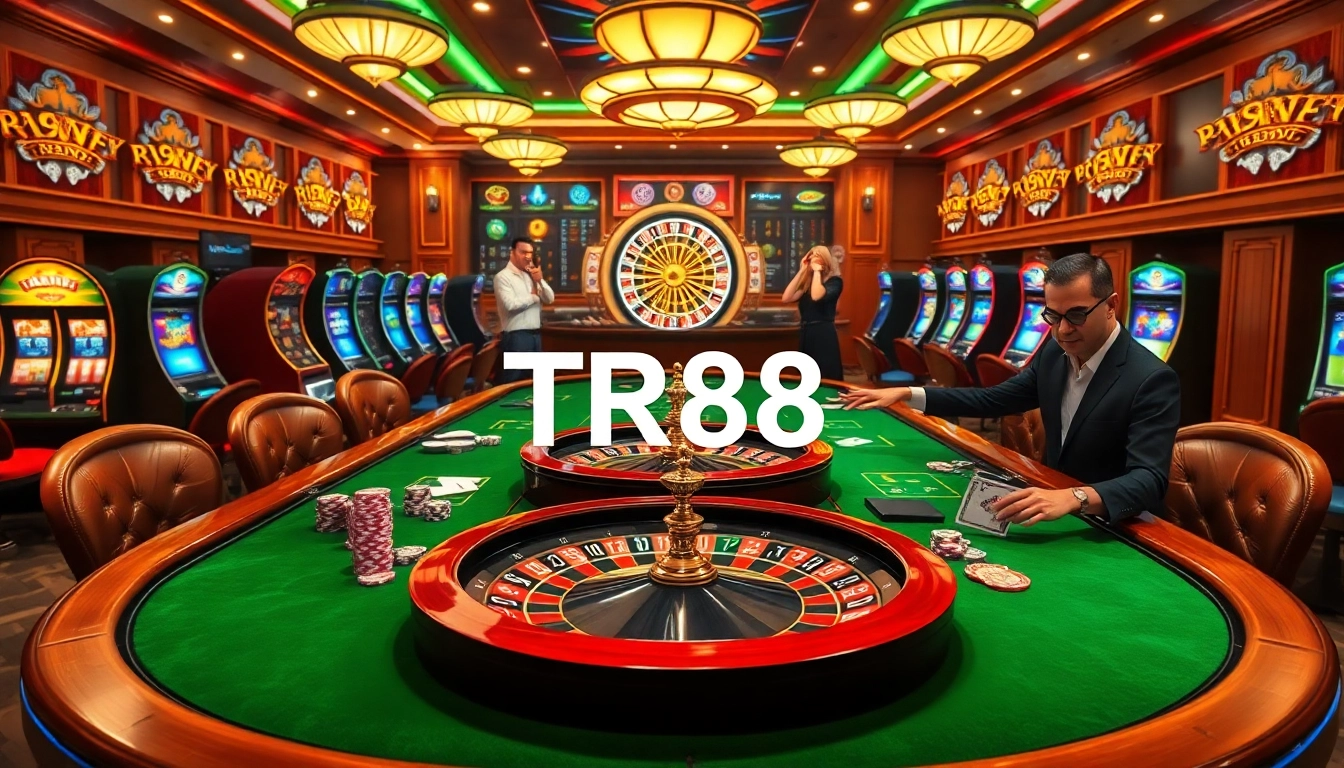 Engage in exciting gaming at TR88's luxurious casino tables, featuring poker chips and cards.