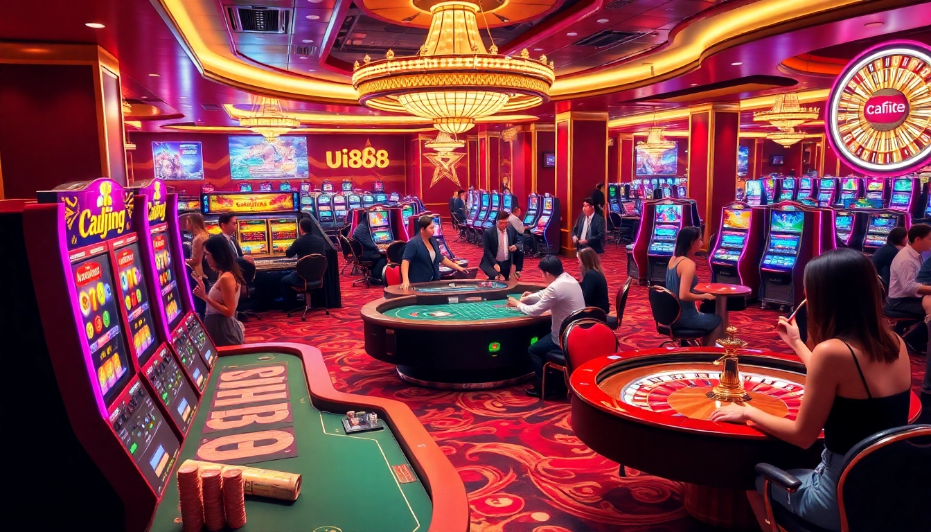 Experience the thrill of casino gaming at uu88 with vibrant slot machines and poker tables.