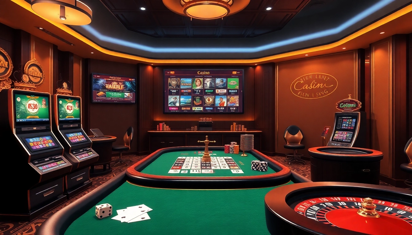 Engage in thrilling online gambling with ee88 link đăng nhập featuring poker chips, slot machines, and roulette.
