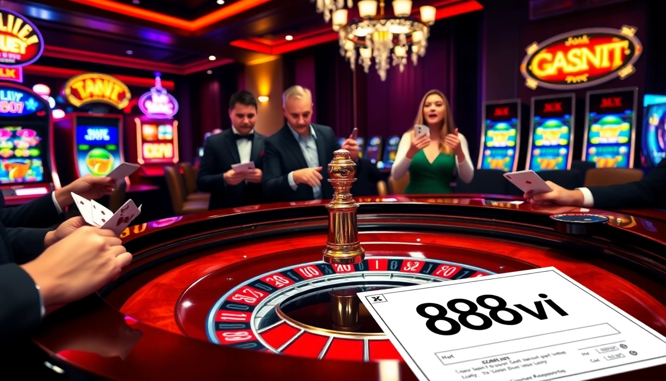 Experience vibrant excitement at 888vi casino as players engage in thrilling roulette.