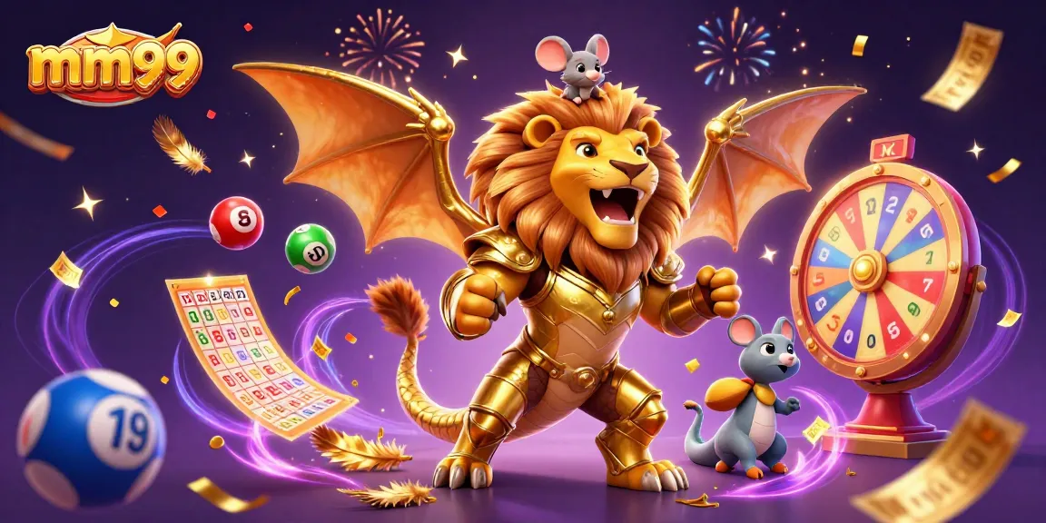 Experience the excitement of mm99 with dynamic casino elements and a vibrant 3D chimera scene.