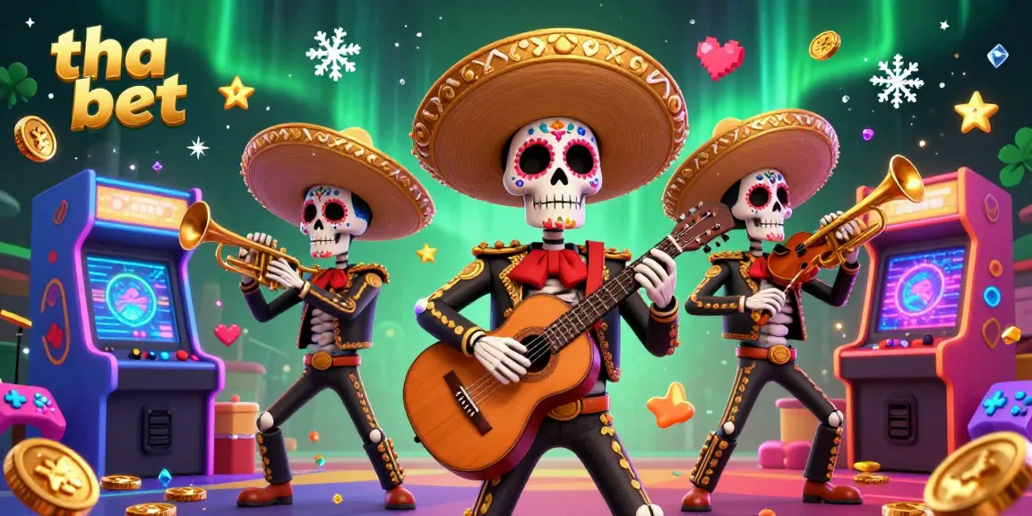 Engage in thrilling gameplay with tha bet's vibrant 3D mariachi casino scene, packed with action and excitement.
