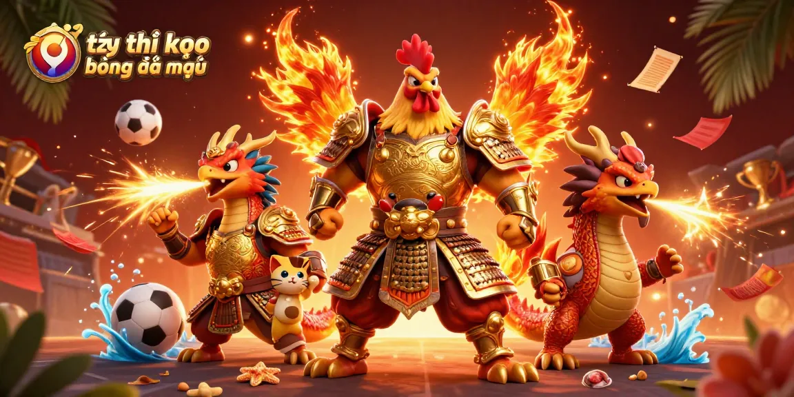 Enhance your betting strategies with tỷ lệ kèo bóng đá nhà cái, featuring dynamic sports-themed elements and warriors.