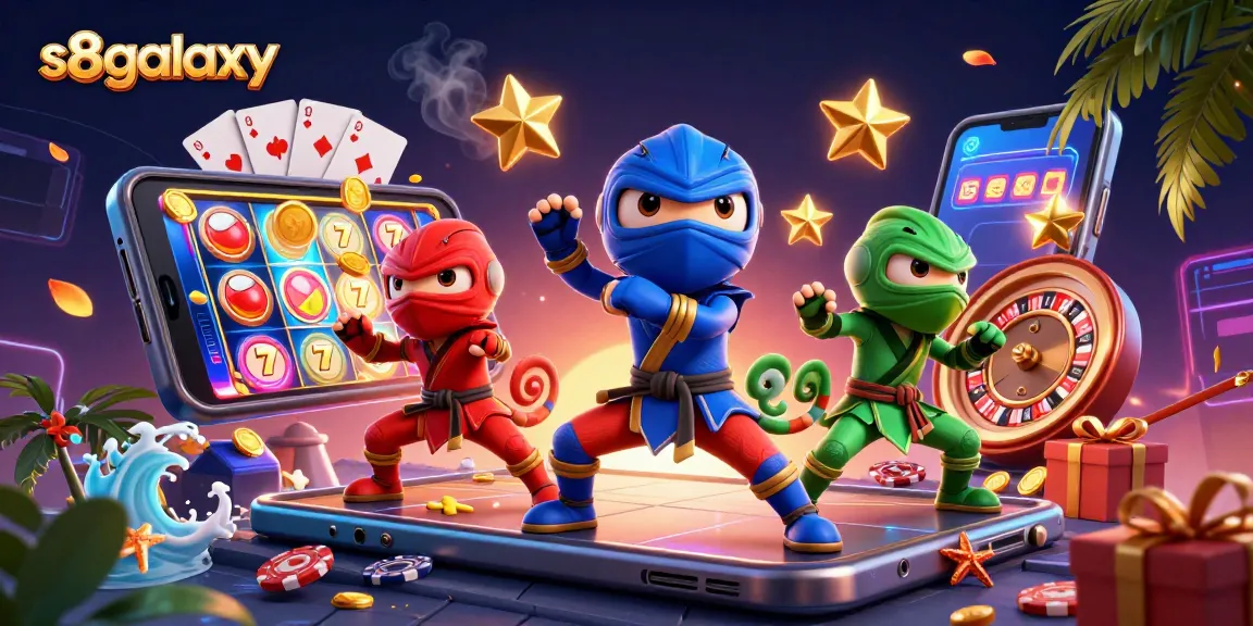 S8galaxy elevates gaming excitement with colorful slots, golden coins, and dynamic chameleon ninjas.